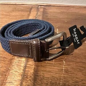 Haggar Men's Blue and Brown Braided Belt